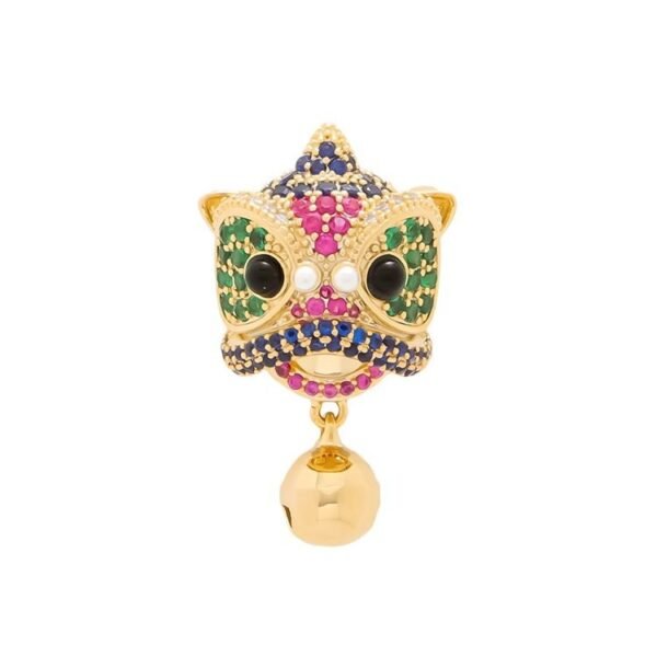 Retro Creative Lion Dance Bell Brooch, Elegant Pin Accessory for Men and Women