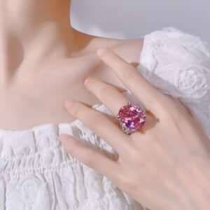 Majestic Oval Gemstone Ring with Pavé Accents